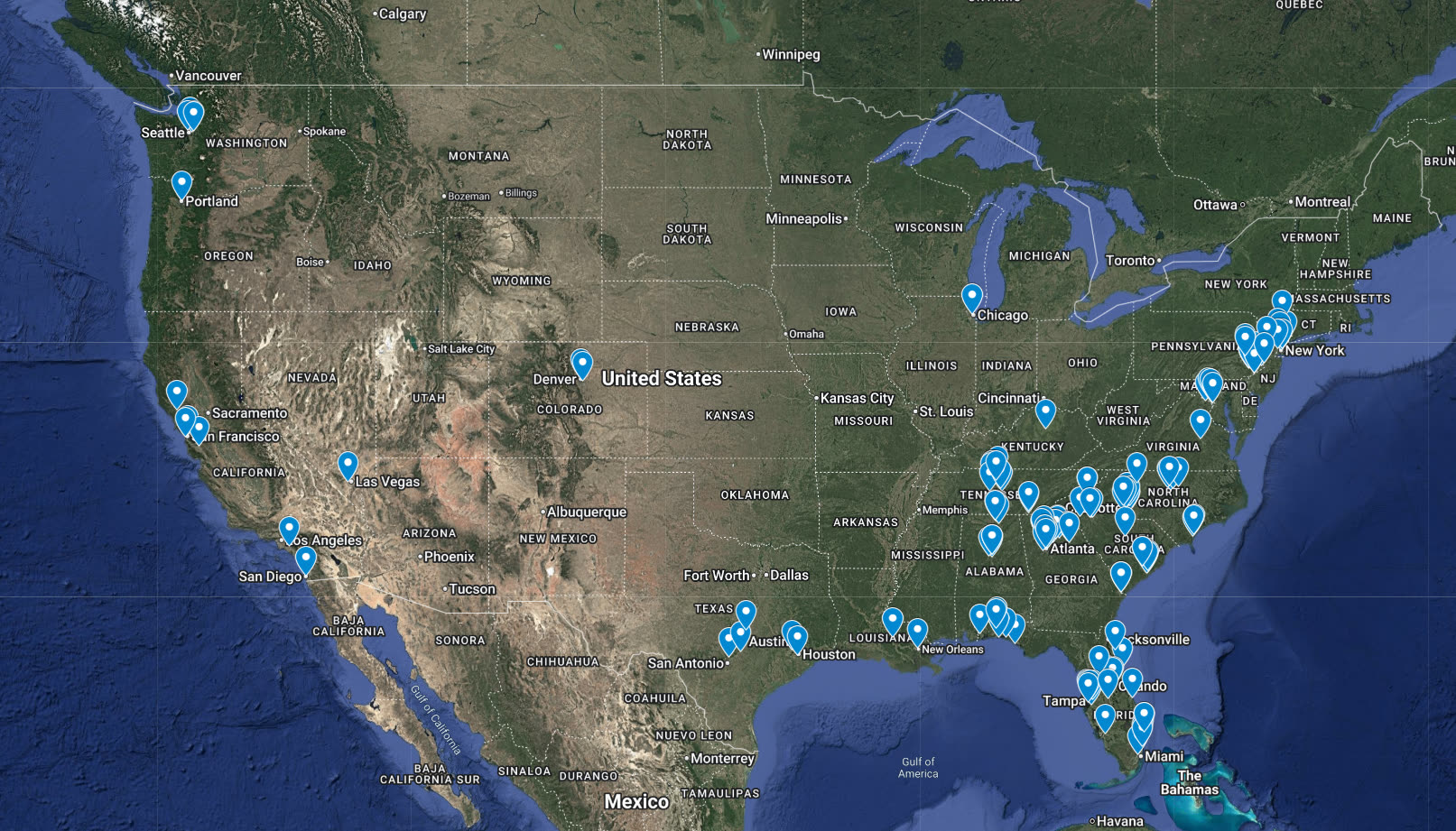 HelloPackage's nationwide footprint — 200+ communities live across 21 states and 27 metro areas