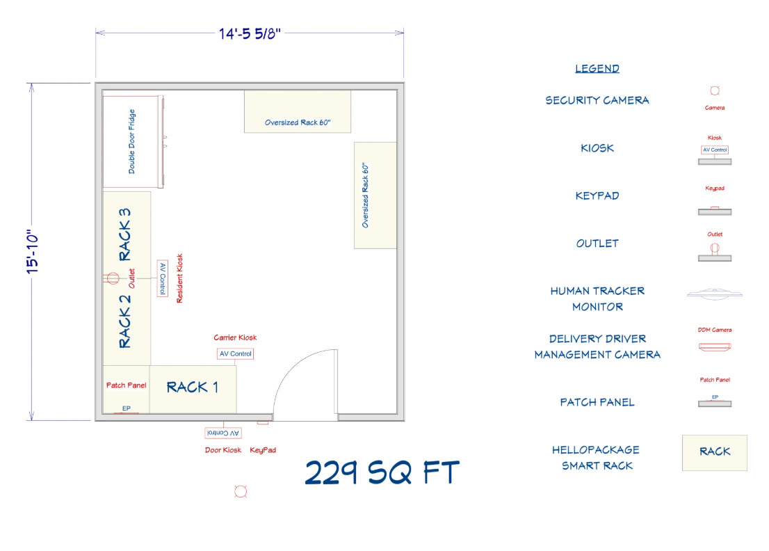 Mid-size room layout — 229 sq ft
